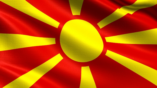 Macedonia flag, with waving fabric texture