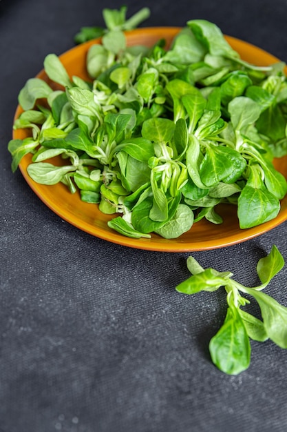 Mache salade groene maïs bladeren mungbonen sla verse maaltijd voedsel snack dieet op tafel kopieer ruimte