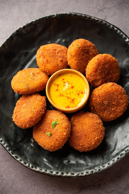 Macher chop bengali style fish cutlet or pakora a popular\
festival snack from west bengal