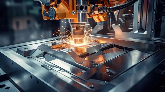 Machine Cutting a Piece of Metal Industrial Manufacturing Process