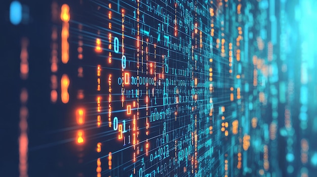 機器學習算法在數碼界面上可視化 數據流通過節點和連接 背景充滿數字和代碼 代表複雜度和