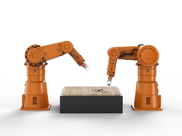 Machine learning-concept met kunstmatige intelligentie robot play go