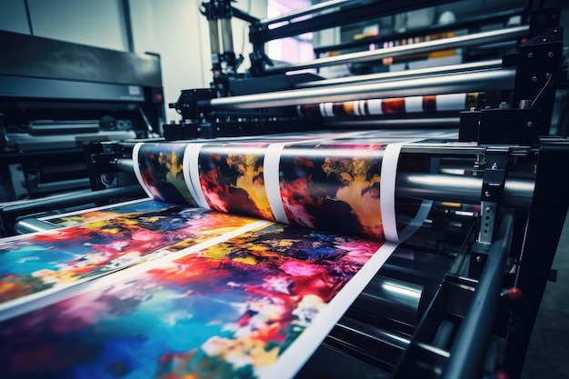 Photo machine printing colored newspaper offset printing press