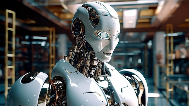 인간 형상을 연상시키는 기계 현대 기술 생성 인공지능