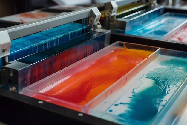 A machine that has a colorful ink on it