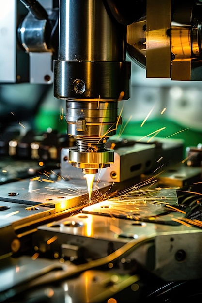 A machine with a drill being cut by a machine.