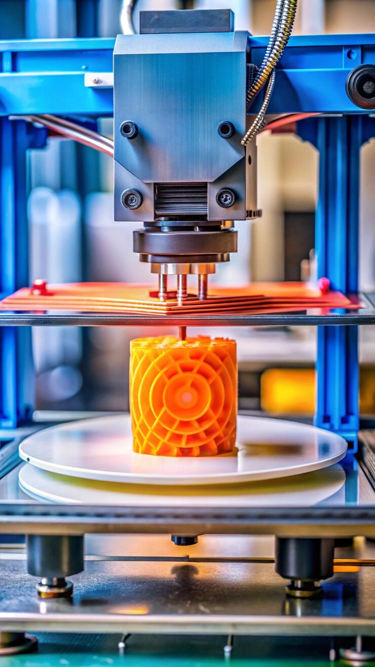 Photo a machine with a red and orange cover is being made by a machine