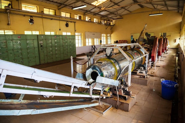 Machines inside the tea factory