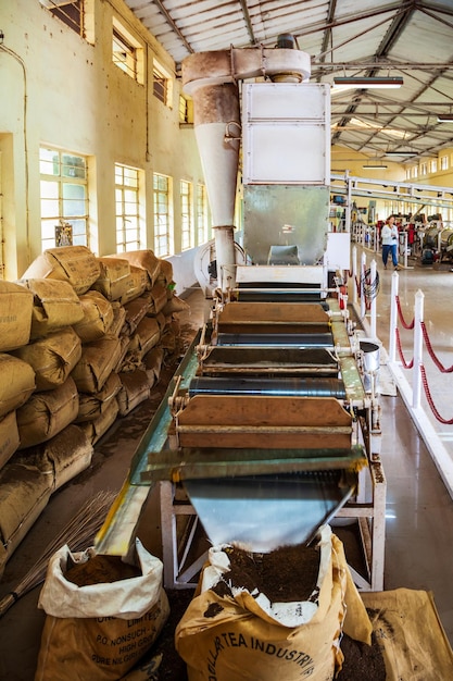 Machines inside the tea factory