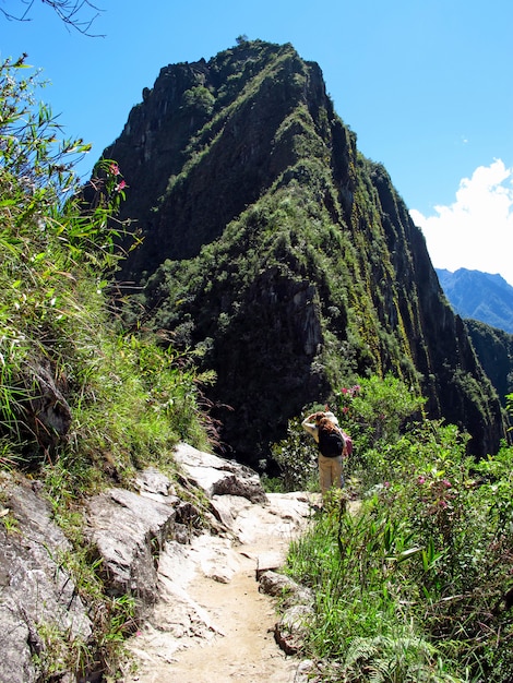 Machu Picchu is capital of the Inca Empire in the Andes mountains, Peru, South America