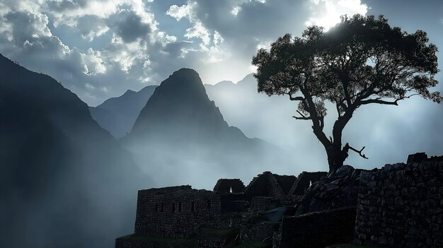 Photo machu picchu majesty ancient inca citadel amidst andean peaks and towering forests