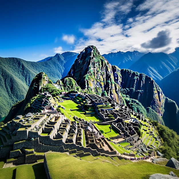 Foto machu pichu con sfondo bianco di alta qualità ultra