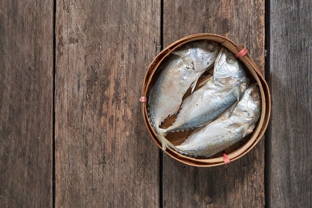 Mackerel in basket (Thai mackerel fish steamed) 