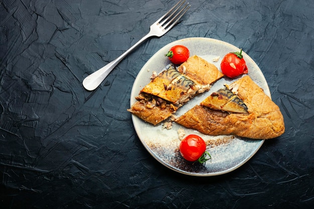 Mackerel fish baked in dough