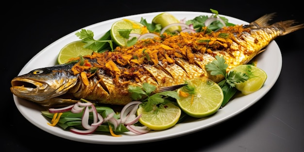 Mackerel fish with yellow spices