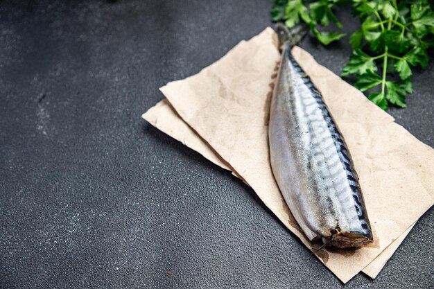 mackerel salty fish fresh seafood fresh portion healthy meal food diet snack on the table