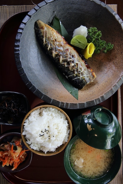 Mackerel with rice Japanese style food