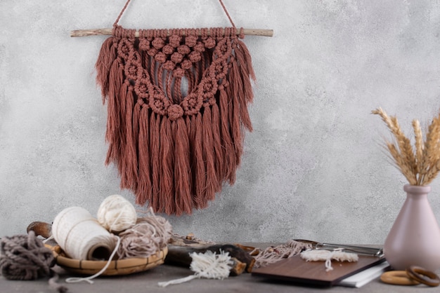 Macrame arrangement with copy space