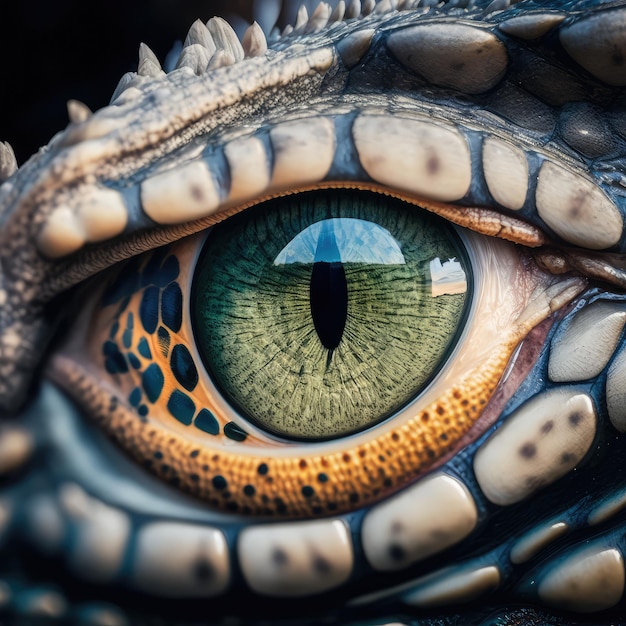 Photo macro animal eye iris lizard reptile eyes dragon eye macro photo imitation generative ai illustration