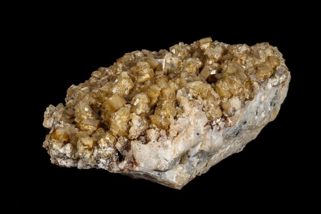 Macro of Baryte mineral stone on black background