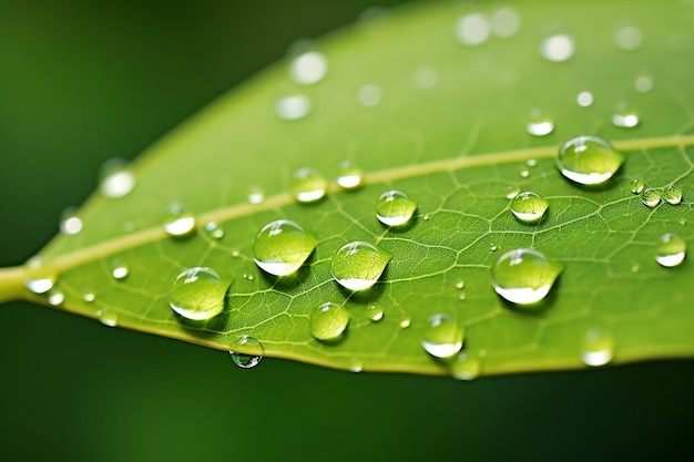 Macro for beautiful leaf with water drops