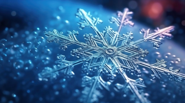 Macro beautiful snowflakes background Illustration AI GenerativexA