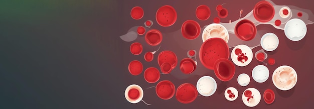 Macro blood cells leukocytes erythrocytes platelets in plasma Human anatomy Header banner mockup