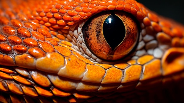 Macro close up of a black snake