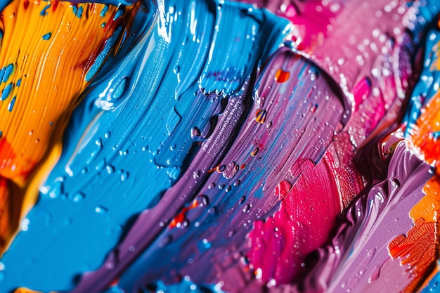 Macro close up of different color oil paint colorful