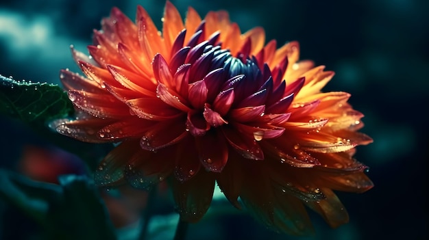 Macro close-up opname van een prachtige oranje dahlia bloem op de achtergrond van de natuur