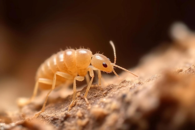 Foto macro close-up termiet insect natuur huis soldaat eet zone genereer ai
