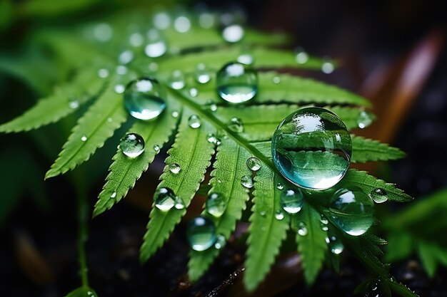 macro close-up van regendruppel helder in realistische professionele reclamefotografie in het bos