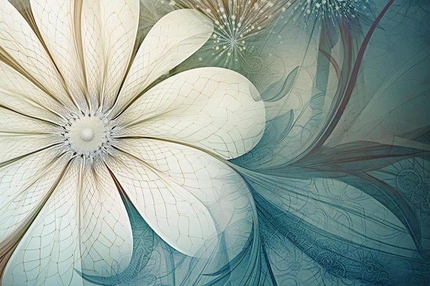 Macro closeup of fractal flower digital artwork for creative graphic design