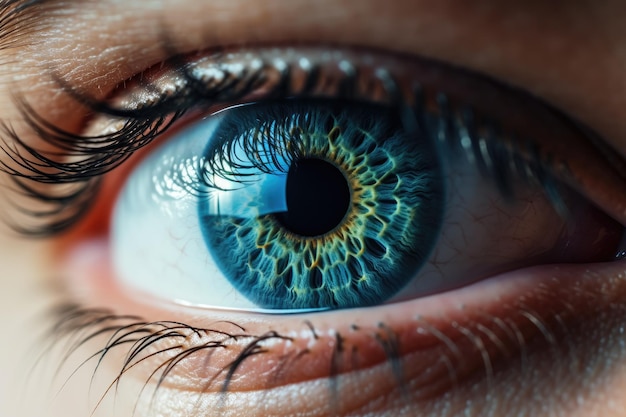 Macro closeup of a healthy male human s blue eye for vision test