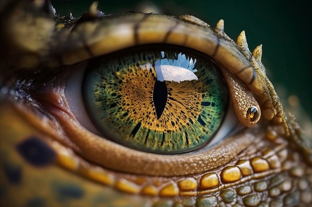 Macro closeup of lizard's eyes and pupils AI technology generated image