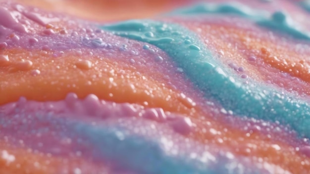 Foto macro close-up della consistenza di slime pastello realizzata con ai generativo