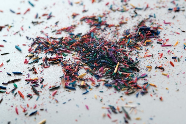 Macro of coloured pencil waste