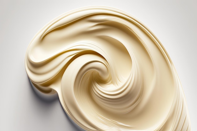 Macro cream moisturizer smeer een golvende textuur op een wit