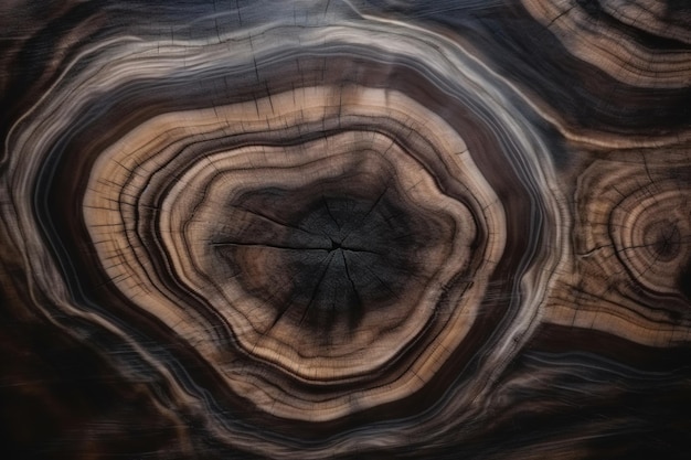 暗い茶色のトーン テクスチャの壁紙の背景の木の結び目のマクロの詳細
