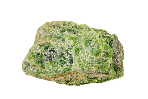 Macro Diopside mineral stone on a white background