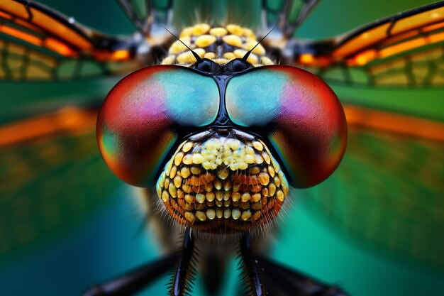 Photo macro dragonflies insects generative ai