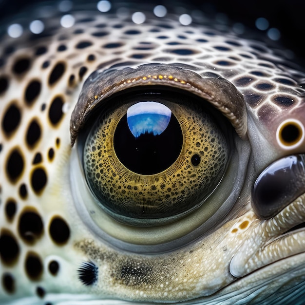 Photo macro fish eye transparent animal iris closeup macro photo imitation generative ai illustration