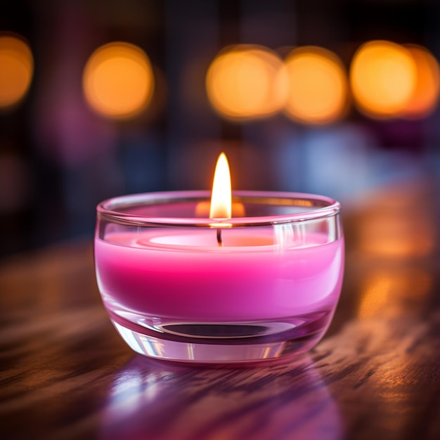 Macro flame glass pink candle light picture AI Generated art