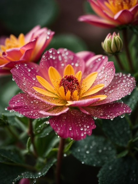 Макро-цветок с каплями росы