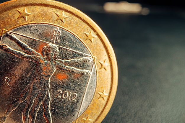 Macro foto van gouden eurocent munt close-up