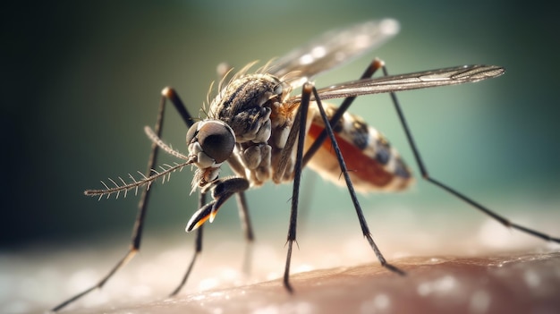 Macro foto van mug zittend op bloemen Extreme macro close-up van een insect Zeer gedetailleerd