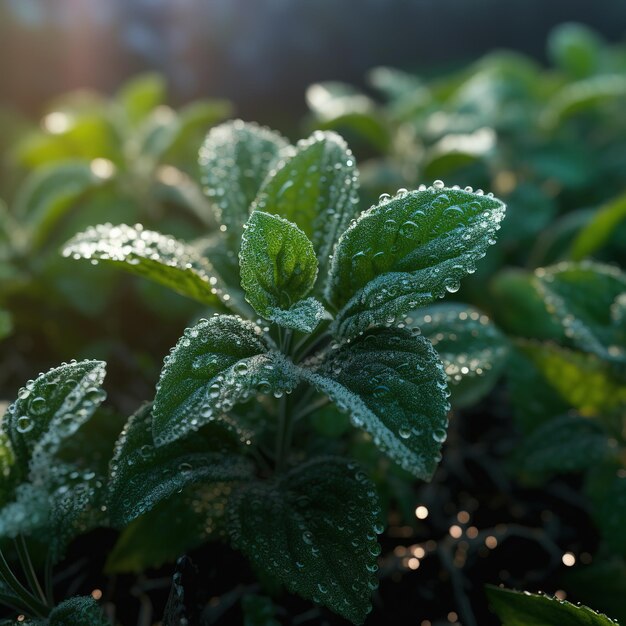 Photo macro of fresh mint