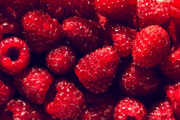 Macro of Fresh raspberries