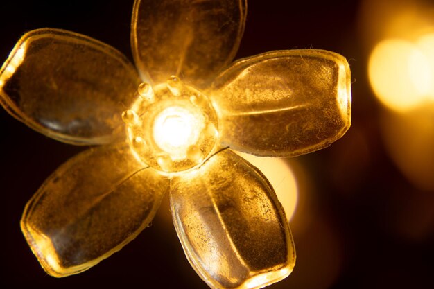 macro of a golden flower christmas ornaments