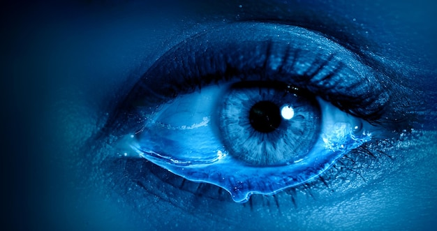 Macro image of human eye. Mixed media